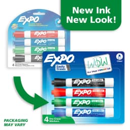 EXPO Dry Erase Markers, Chisel Tip, Assorted Colors, 4 Count - Thumbnail 2