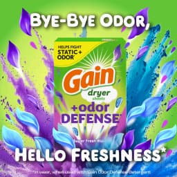 Gain Fabric Softener Dryer Sheets +Odor Defense, Super Fresh Blast Scent, 180 Count - Thumbnail 8