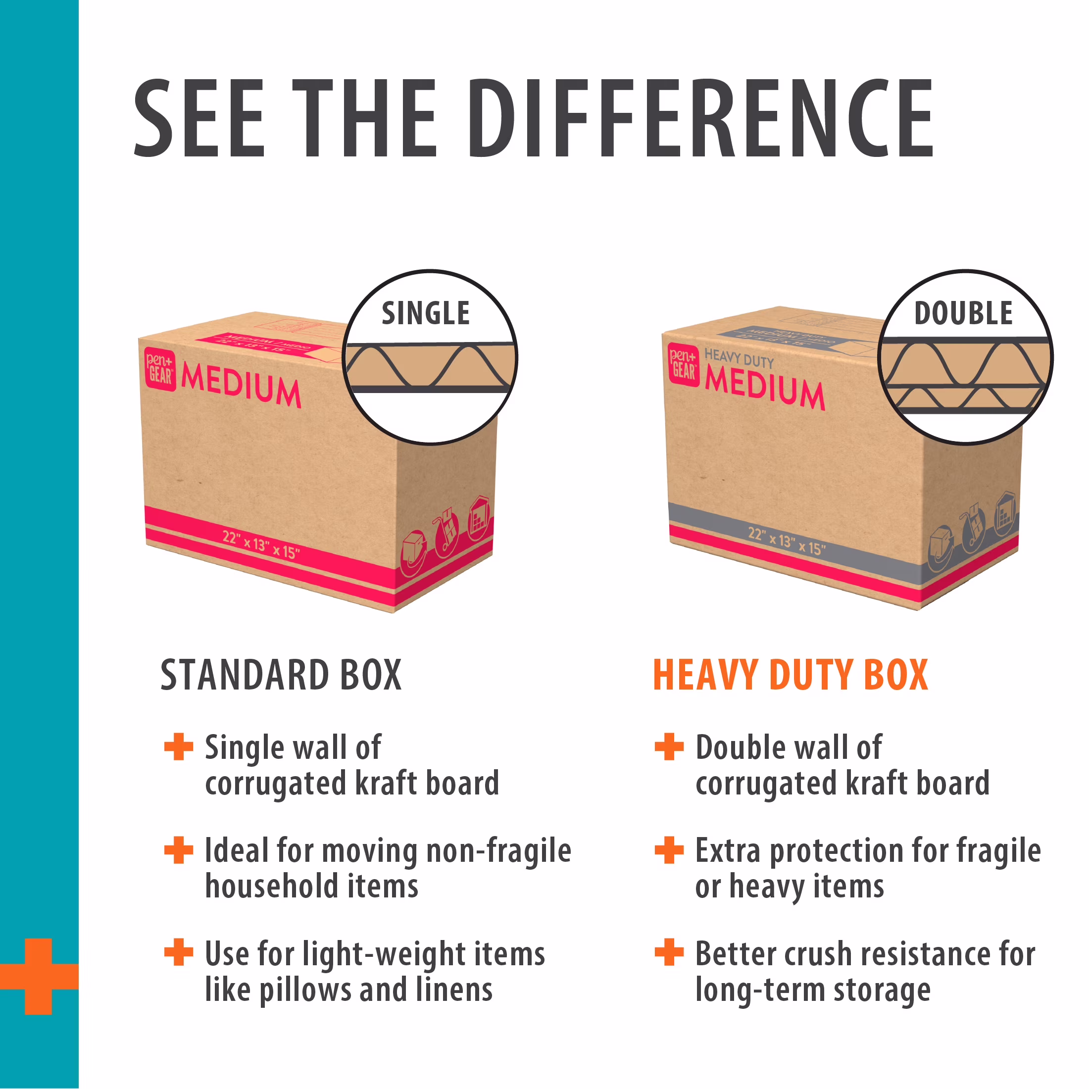 Pen+Gear Large Moving Boxes, 27L x 15W x 17H, Kraft - Thumbnail 12