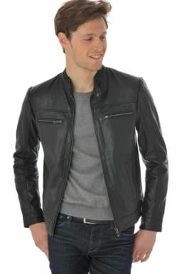Noora Leather Jacket Men's Genuine Stylish & Fashionable Black Smart Fit NI-59 - Thumbnail 1