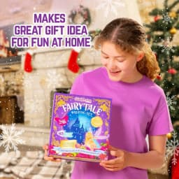 GirlZone Fairytale Writing Set, 45-Piece Fairy Stationery Kit with Paper Sheets, Cards, Stickers and Stampers in a Storybook Box, Magical Gift Idea - Thumbnail 2