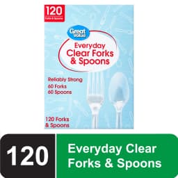 (2 pack) Great Value Clear Plastic Fork and Spoon Combo, 120 Count - Thumbnail 2