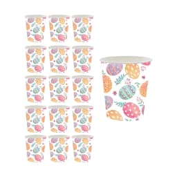 DAMAI 16 Pcs Easter Day Paper Cup - Colorful Eggs Pattern Disposable Dinnerware for Spring Celebrations Picnic Favors(Paper Cup ) - Thumbnail 2