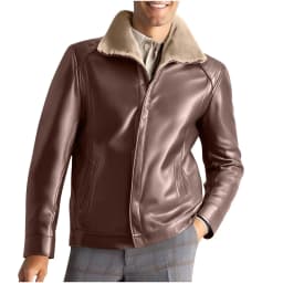 Kalauyu Men's Faux Leather Jacket Fleece Bomber Motorcycle Jacket Lapel - Thumbnail 2
