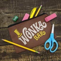 Willy Wonka and the Chocolate Factory Wonka Bar Logo Pencil Pen Organizer Zipper Pouch Case - Thumbnail 2