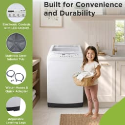 Hamilton Beach 3.0 Cu. ft. Top Load Portable Washer, Compact Washer with Stainless Steel Tub, 6 Wash Cycles, LED Display, White - Thumbnail 3