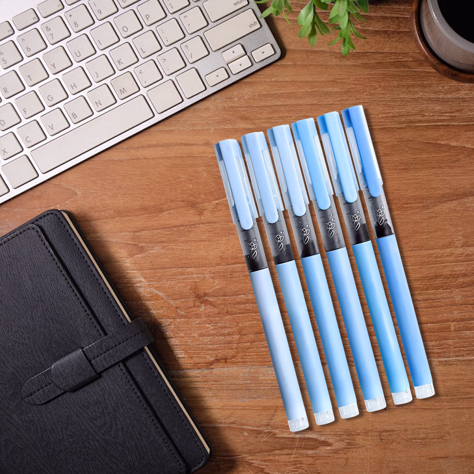 Under 1$ Dollar Straight Liquid Ballpoint Pen Sign Pen, 0.5mm High Capacity Black Ink Water Pen, Fast Drying Exam Writing Pens,Blue - Thumbnail 6