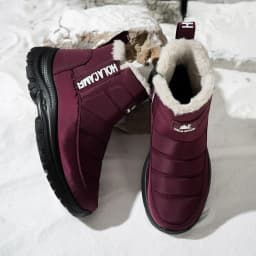 Women's High Top Slip On Boots Water Resistant Quilted Plush Fleece Lined Pull Tab Rugged Anti-Slip Thick Sole for Snowfield Cold Weather Daily Walks, Snow Boots for Women Wine 9 - Thumbnail 6