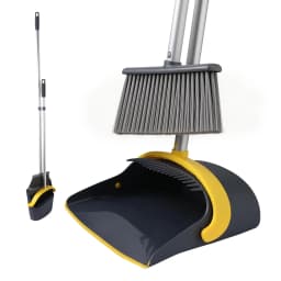 Eyliden Broom and Dustpan Combo Set for Home Hardwood Floor with Long Handle to 50", Dark Grey - Thumbnail 4