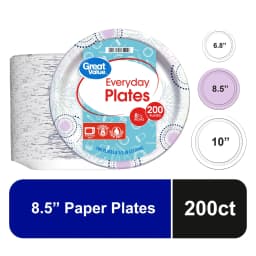 Great Value Disposable Paper Plates, 8.5 in, 200 Count - Thumbnail 1