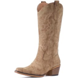 Cowboy Boots For Women Western Cowgirl Boots Mid Calf Snip Toe Boot With Chunky Heel - Thumbnail 1