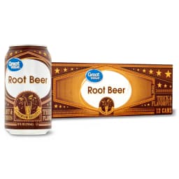 Great Value Root Beer Soda Pop, 12 fl oz, 12 Pack Cans - Thumbnail 1