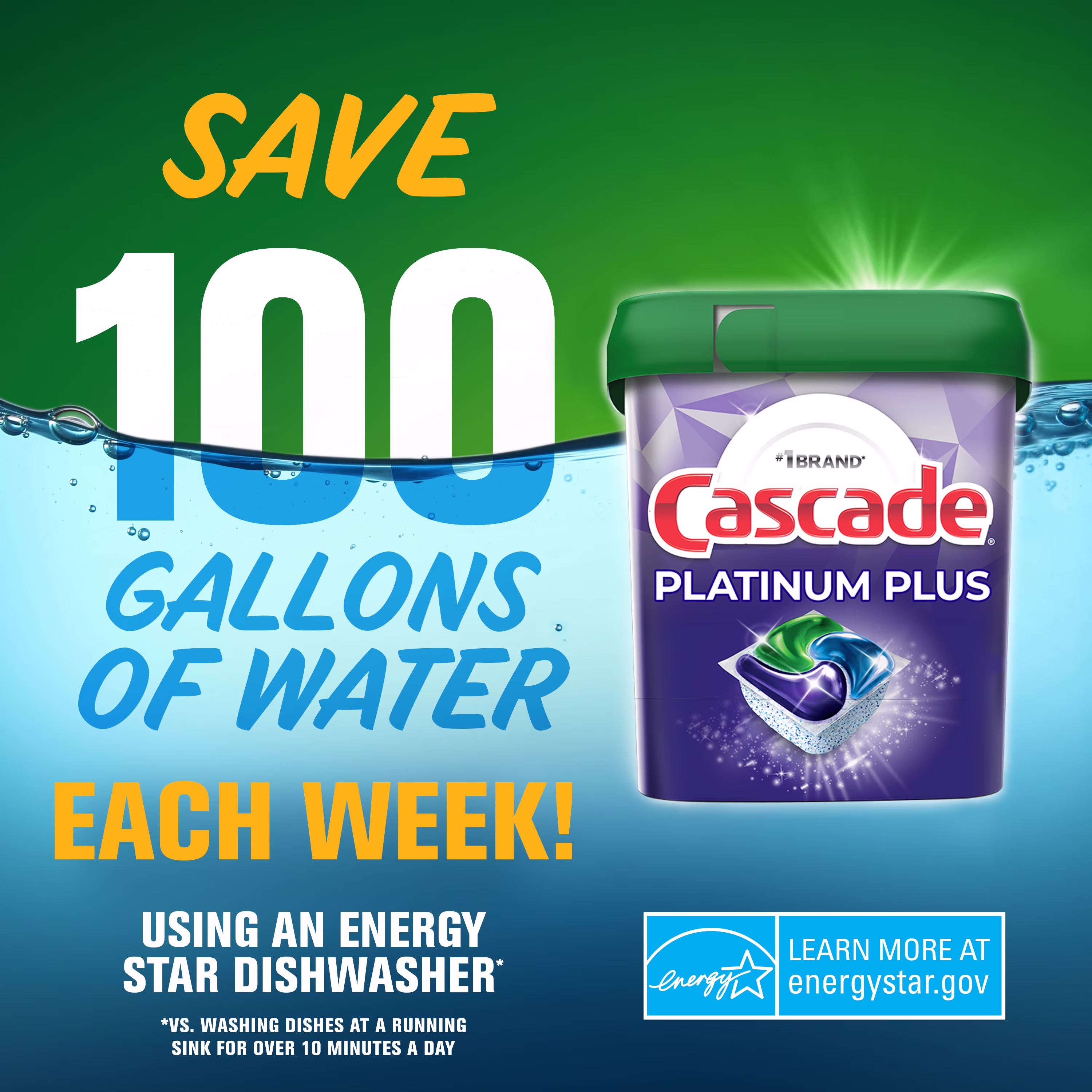 Cascade Platinum Plus Dishwasher Detergent Pacs, Fresh, 11 Count - Thumbnail 7