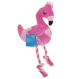 Vibrant Life Summer Plush Pink Flamingo Dog Toy with Rope, Chew Level 2 - Thumbnail 4