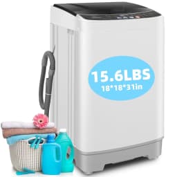 Veeboto Portable Washing Machine 15.6lbs Full-Automatic Washer, Compact Wash & Dry Combo with Drain Pump for Home, Dorms, Apart, White - Thumbnail 1