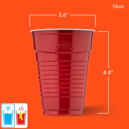 Hefty Party On Disposable Plastic Party Cups, Holiday Assorted Colors, 16 oz., 100 Count - Thumbnail 2