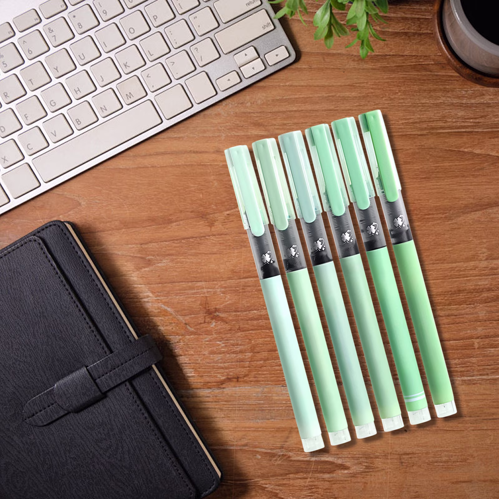 Under 1$ Dollar Straight Liquid Ballpoint Pen Sign Pen, 0.5mm High Capacity Black Ink Water Pen, Fast Drying Exam Writing Pens,Green - Thumbnail 6