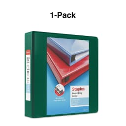 2" Staples Heavy-Duty View Binders with D-Rings Green 976063 - Thumbnail 6