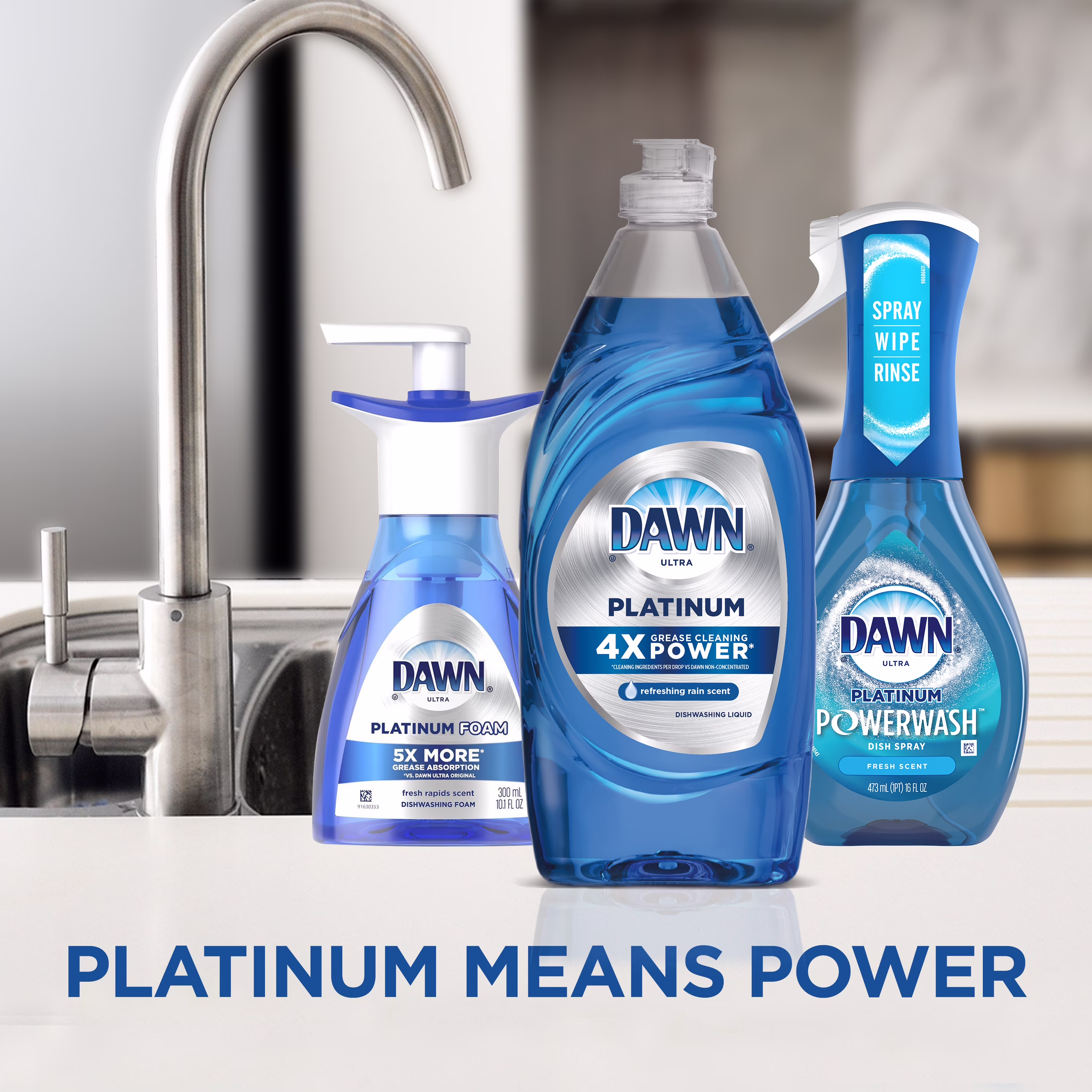 Dawn Platinum Dishwashing Liquid Dish Soap, Refreshing Rain Scent, 54.9 fl oz, Pack - Thumbnail 8