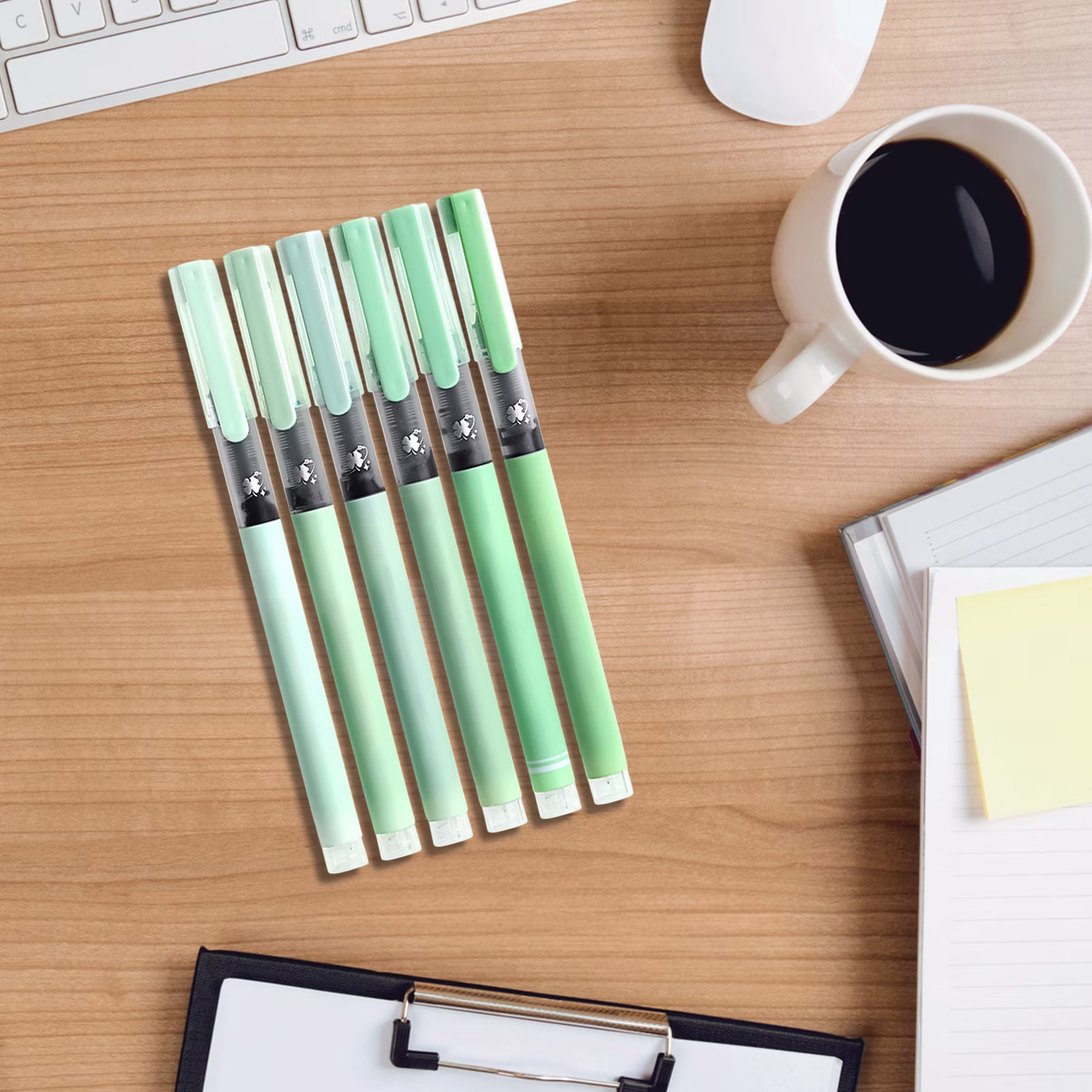 Under 1$ Dollar Straight Liquid Ballpoint Pen Sign Pen, 0.5mm High Capacity Black Ink Water Pen, Fast Drying Exam Writing Pens,Green - Thumbnail 5