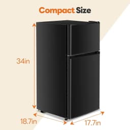 TINKLE WELL 3.2 Cu.ft Mini Fridge with Freezer, Compact Dual-Door Refrigerator for Bedroom, Dorm & Office, Black - Thumbnail 6