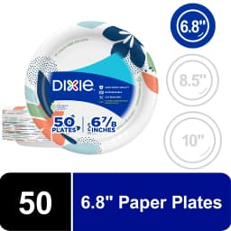 Dixie Disposable Paper Plates, 6.8", Multi-Color, 50 Count - Thumbnail 1