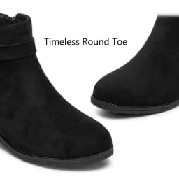 Ecetana Women's Ankle Booties Suede Low Block Heel Casual Short Boots with Side Zipper - Thumbnail 3