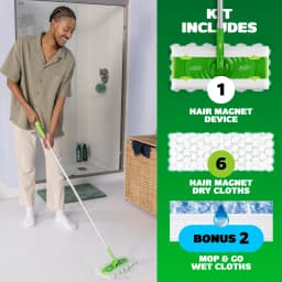 Swiffer Hair Magnet Deluxe Starter Kit, 1 pole, 6 Dry & 2 Wet Cloths - Thumbnail 9