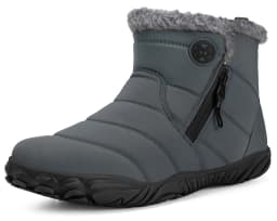 Womens Mens Barefoot Boots Shoes Winter Snow Boots Warm Ankle Booties Zero Drop Sole Wide Toe Box Fur Lined Outdoor Sneakers,42 - Thumbnail 1