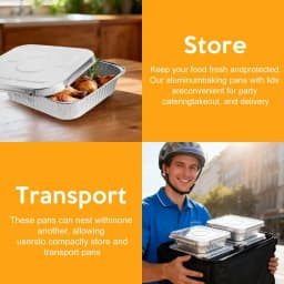 8x8 Aluminum Pans with Lids，Disposable Square Tin Foil Pans For Cake Baking, Cooking, Freezing, Prepping Food，20 Pack - Thumbnail 6
