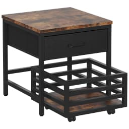 ModFurne Mini Fridge Stand with Movable Storage Basket, Mini Fridge Cabinet with Storage Drawer,Sturdy Metal Frame,Great for Dorm Home Office, Black - Thumbnail 1