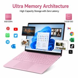 MiniHyper 15.6" Pink Laptop, Intel N5100, 8GB RAM, 512GB SSD, FHD IPS Display, Windows 11 Pro, Backlit Keyboard - Thumbnail 16