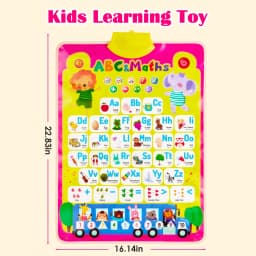 Electronic Alphabet Wall Chart, ABC&123 Preschool Poster for Toddlers, Interactive Educational Toy Alphabet Poster Gift for Boys Girls 1-3, Yellow - Thumbnail 4