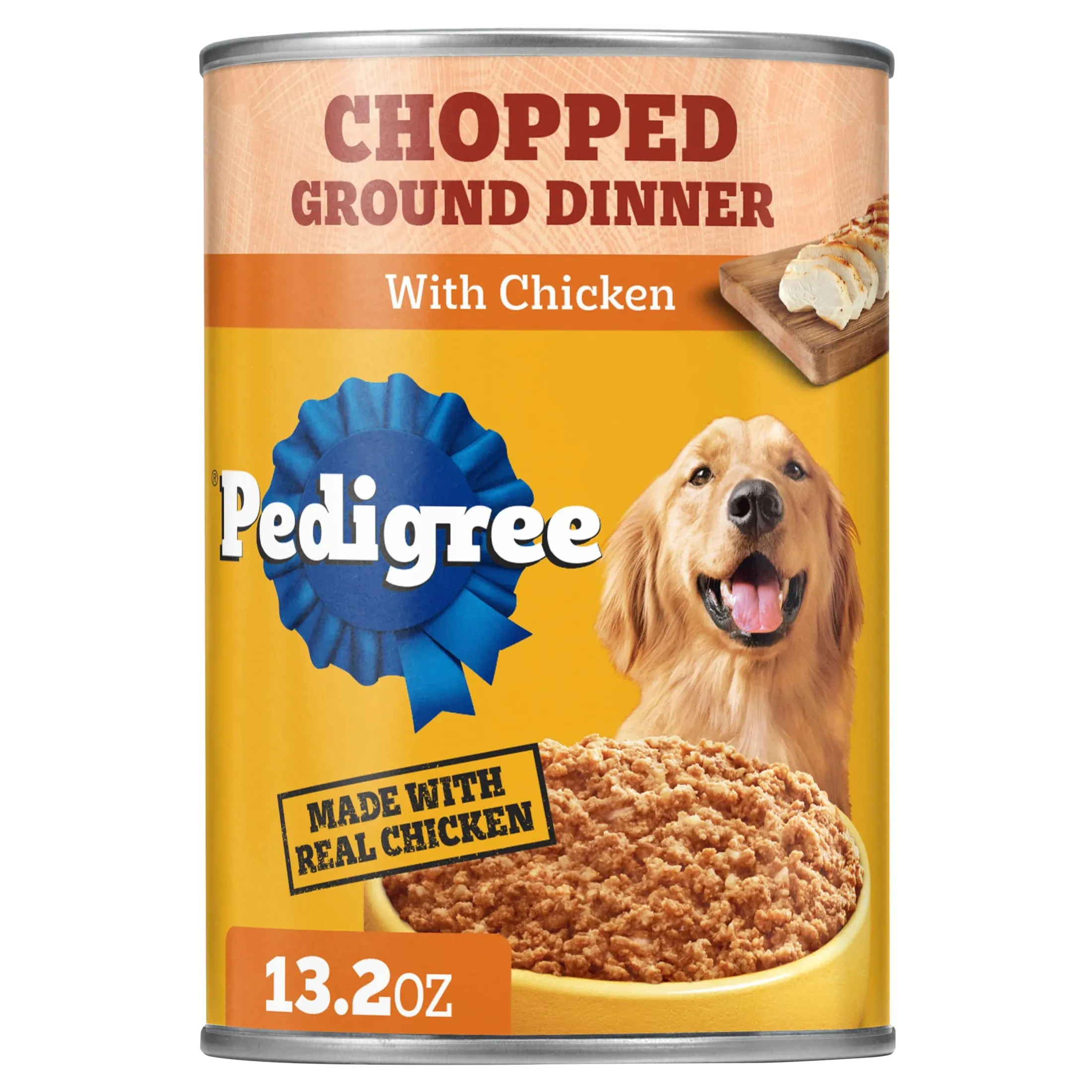 Pedigree Chopped Ground Dinner Wet Dog Food With Chicken, Canned Dog Food, 13.2 oz. Cans, 12 Count