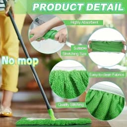 16-Pack Reusable Microfiber Mop Pads, Compatible with Sweeper Mops — Dry Sweeping & Wet Mopping Cloths, Ideal for Household Cleaning — Washable Wet - Thumbnail 7