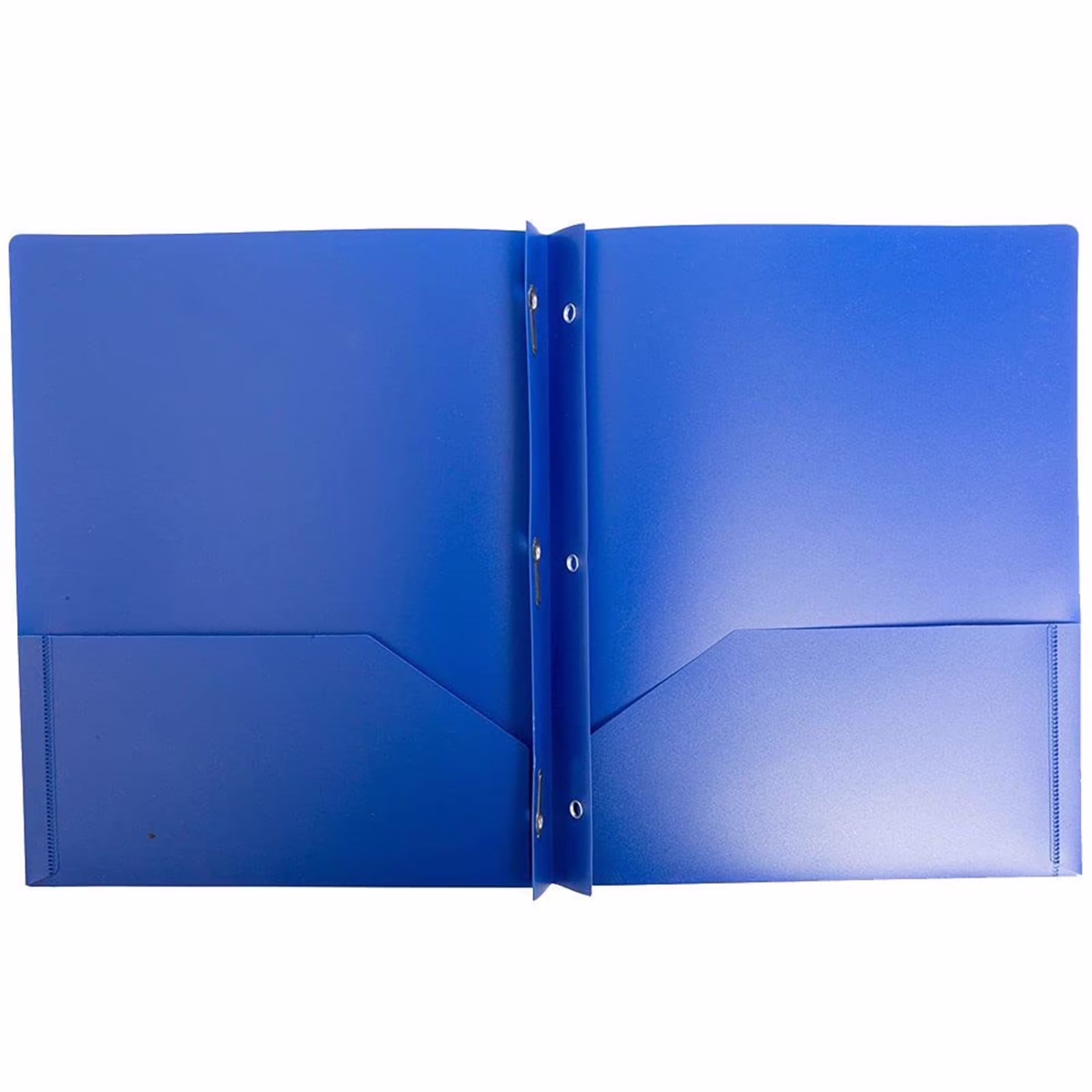 Two-Pocket Folder Plastic Colored File Folder Durable Pocket Folders with Prongs Letter Size Paper Folders with Metal Prong Fastener Clips, Blue - Thumbnail 3