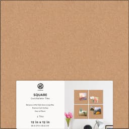 U Brands Square Cork Tile EVA Bulletin Board, 12" x 12", frameless, 4 Count, 4876U - Thumbnail 1