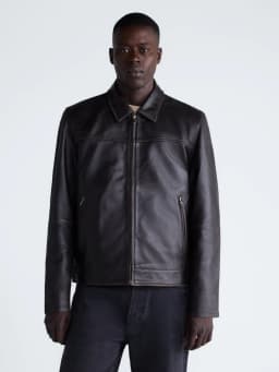 Free Assembly Men's Leather Jacket with Zip Pockets, Sizes XS-2XL - Thumbnail 2