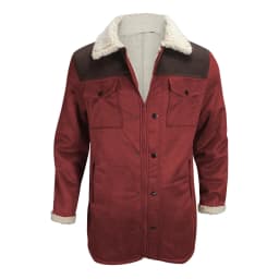BXINGOHAI Men’s Casual Winter Jackets Faux Suede Leather Sherpa Jackets Warm Fleece Lined Turn-Down Coat with Pockets Wine M - Thumbnail 5