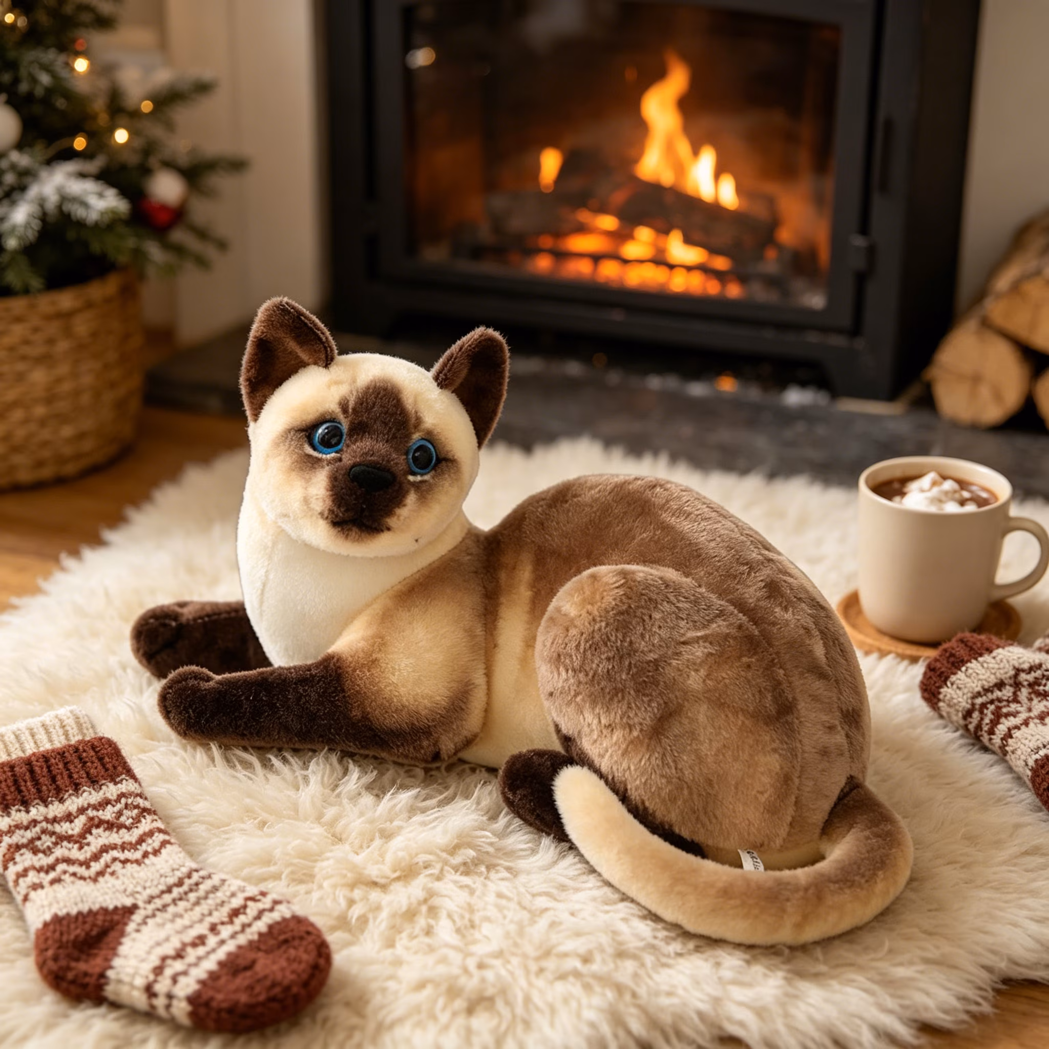 BESTSKY 2026 New Body Pillow Siamese Cat Funny Stuff Simulate Kitten Weighted Stuffed Animals Style 6 20Cm for Snuggling Bedtime Home Decor Playtime - Thumbnail 5