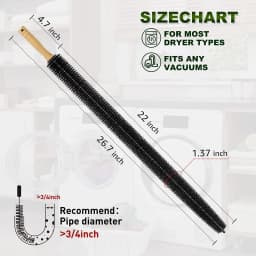 Dryvenck 2 PCS Dryer Vent Brush,Dryer Brush,Dryer Vent Cleaning Kit for Dryer Vent Clean,Black - Thumbnail 2