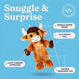 Vibrant Life Brown Longhorn Plush Dog Toy with Crinkle and Squeaker, Chew Level 2 - Thumbnail 5