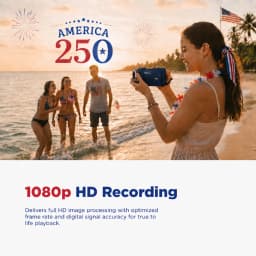 Vivitar PopCam America 250 Digital Camcorder – USA Celebration Edition, Old Glory Blue, 48MP, Full HD 1080P Video, 3" Flip Screen, 16X Digital Zoom - Thumbnail 4