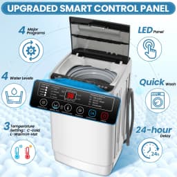 Adnoom Portable Washing Machine, 20lbs Portable Washer with 4 Wash Programs 4 Water Levels 3 Water Temperatures LED Display, Fully Automatic Washing - Thumbnail 2