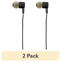 (2 pack) Onn Wired Earphones with Mic and 3.5mm Plug in Black - High-Quality Sound and Comfortable Silicone Ear Tips - Thumbnail 1