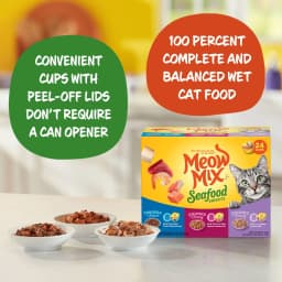 Meow Mix Seafood Selections Variety Pack, Wet Cat Food, 2.75 oz Cup (24 Pack) - Thumbnail 5