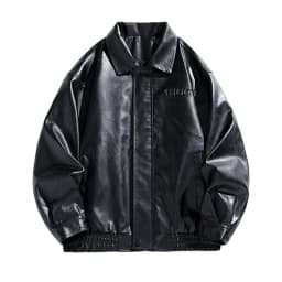 IYTR Leather Jackets Men Vintage Motorcycle Jacket Long Sleeve Lapel Collar Coats Zip up Jacket Casual Biker Coats (Black,XL) - Thumbnail 1