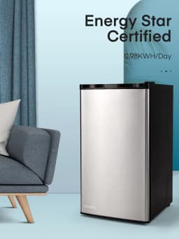 Fridge with Freezer for Bedroom, 3.2 Cu. ft Refrigerator for Office, Stainless Steel - Thumbnail 5