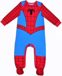 Marvel Spiderman Bodysuit and Hat, Footed Jumpsuit, Baby Clothes Sleepwear Set - Thumbnail 2