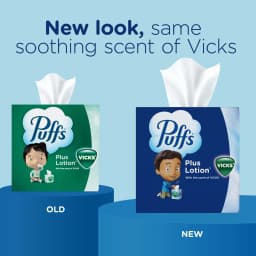 Puffs Facial Tissues Plus Lotion with the Scent of Vicks, 1 Cube Box, 48 Tissues Per Box - Thumbnail 3